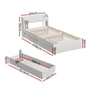Artiss Bed Frame Single Size Mattress Base wtih Charging Ports 2 Storage Drawers - RnR Galore