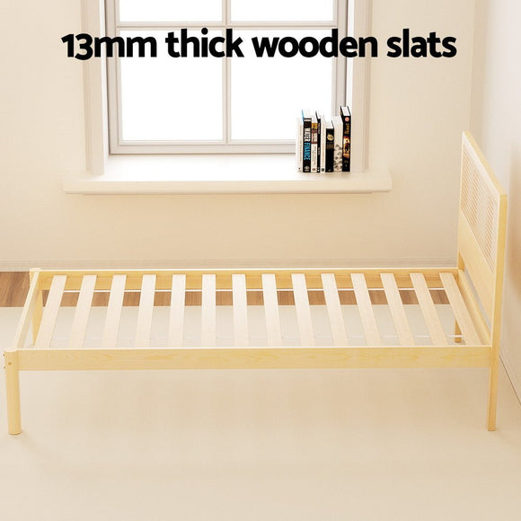 Artiss Bed Frame Single Size Rattan Wooden RITA - RnR Galore