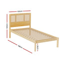Artiss Bed Frame Single Size Rattan Wooden RITA - RnR Galore