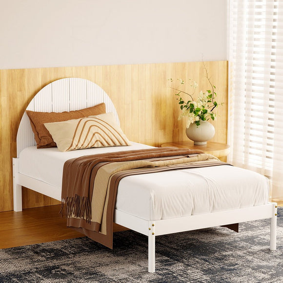 Artiss Bed Frame Single Size Wooden White DALY - RnR Galore