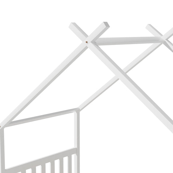 Artiss Bed Frame Wooden Base Kids Single Timber House Beds White - RnR Galore