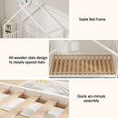 Artiss Bed Frame Wooden Base Kids Single Timber House Beds White - RnR Galore