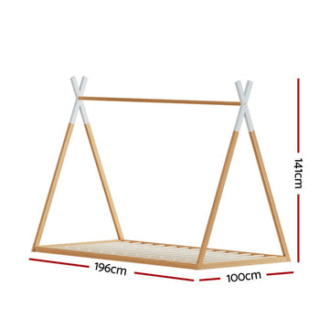 Artiss Bed Frame Wooden Kids House Single Frame Oak ENID - RnR Galore