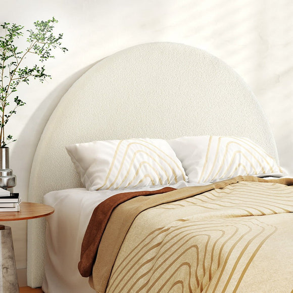 Artiss Bed Head Headboard Bed Frame Double Boucle - GREI White - RnR Galore