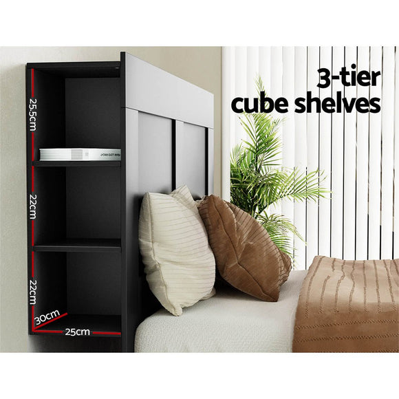 Artiss Bed Head Headboard Queen with Shelves - CABI Black - RnR Galore