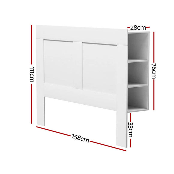 Artiss Bed Head Headboard Queen with Shelves - CABI White - RnR Galore