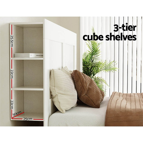 Artiss Bed Head Headboard Queen with Shelves - CABI White - RnR Galore