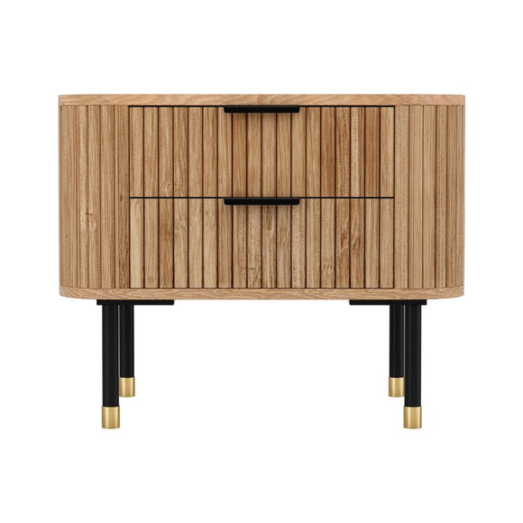 Artiss Bedside Table 2 Drawers Paulownia Wood Pine - RnR Galore