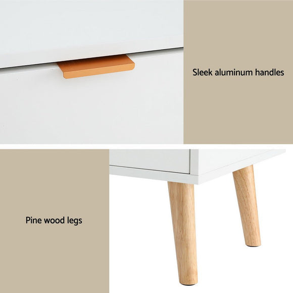 Artiss Bedside Table 2 Drawers - White - RnR Galore