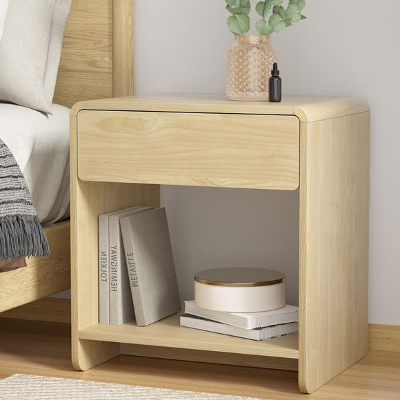 Artiss Bedside Table Drawer Open Shelf Pine - RnR Galore