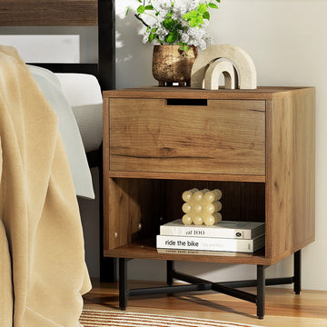 Artiss Bedside Table Drawers Side Table Shelf Storage Nightstand Rust Oak KRAVU - RnR Galore