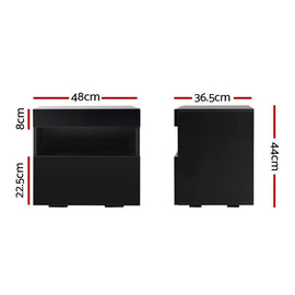 Artiss Bedside Table LED - HERES Black - RnR Galore