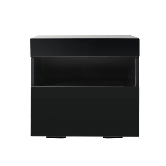 Artiss Bedside Table LED - HERES Black - RnR Galore