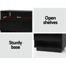 Artiss Bedside Table LED with 2 Shelves - HANA Black - RnR Galore