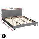 Artiss BedStory King Bed Frame Set With Hybrid Mattress Medium Firm Linen Grey - RnR Galore