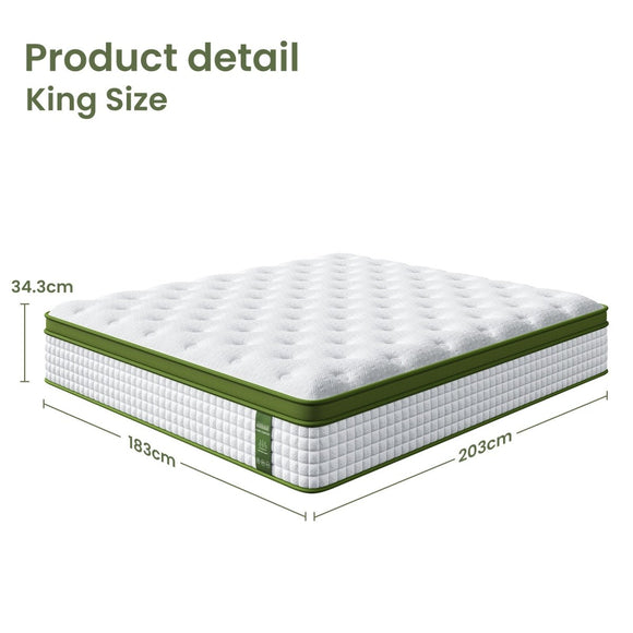 Artiss BedStory King Bed Frame with Mattress Set Platform Base Pocket Coil Linen Upholstered - RnR Galore