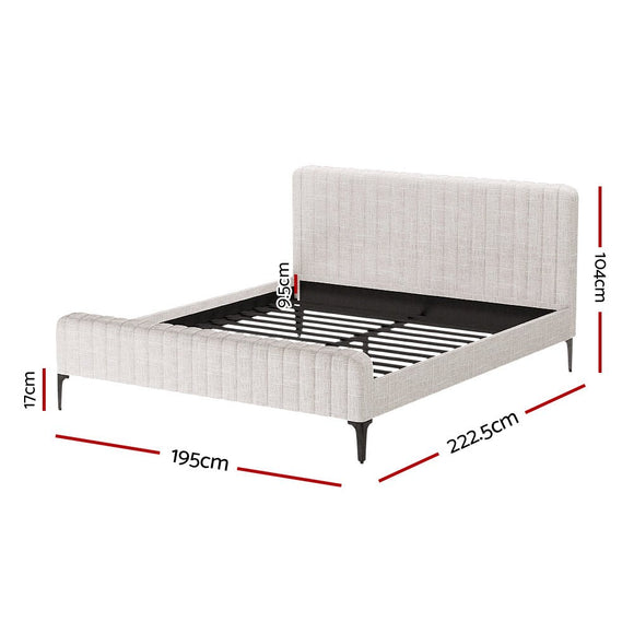 Artiss BedStory King Bed Frame with Mattress Set Platform Base Pocket Coil Linen Upholstered - RnR Galore