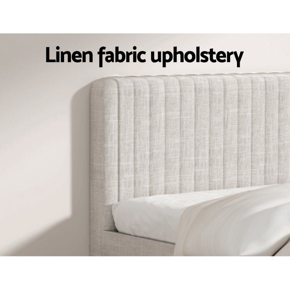 Artiss BedStory Queen Bed Frame with Mattress Set Platform Base Pocket Coil Linen Upholstered - RnR Galore