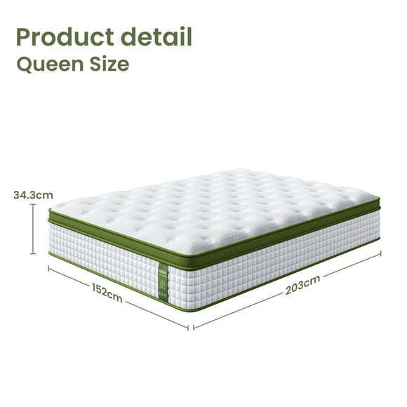 Artiss BedStory Queen Bed Frame with Mattress Set Platform Base Pocket Coil Linen Upholstered - RnR Galore