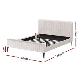 Artiss BedStory Queen Bed Frame with Mattress Set Platform Base Pocket Coil Linen Upholstered - RnR Galore