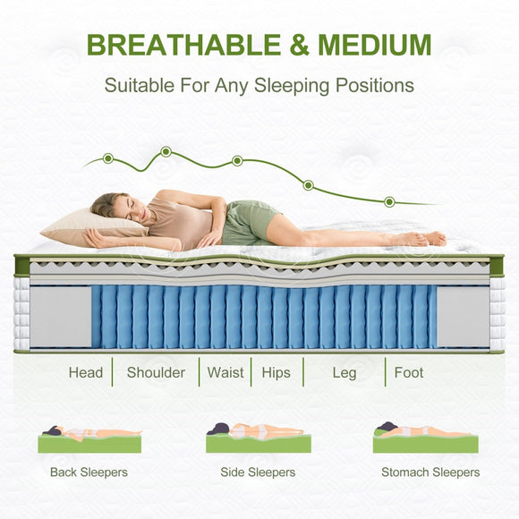 Artiss BedStory Single Bed Frame Mattress Bundle Platform Headboard Medium Firm Hybrid White - RnR Galore