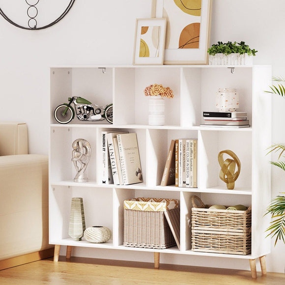 Artiss Bookshelf 3 Tiers 10 Cubes - CORA White - RnR Galore
