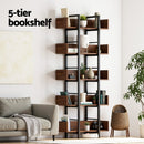 Artiss Bookshelf 5 - Tier Bookcase Display Shelves Metal Storage Stand Rack Walnut - RnR Galore