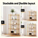 Artiss Bookshelf 5 Tiers Bookcase Display Shelves Wooden Storage Stand Rack Pine - RnR Galore