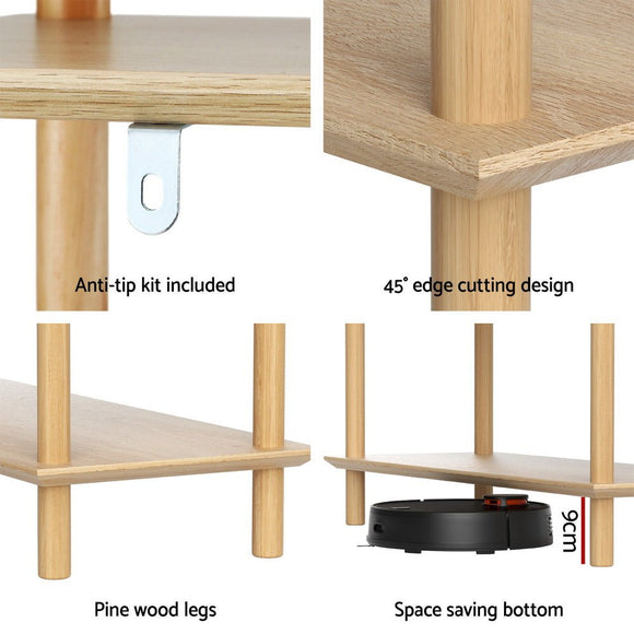 Artiss Bookshelf 5 Tiers Bookcase Display Shelves Wooden Storage Stand Rack Pine - RnR Galore