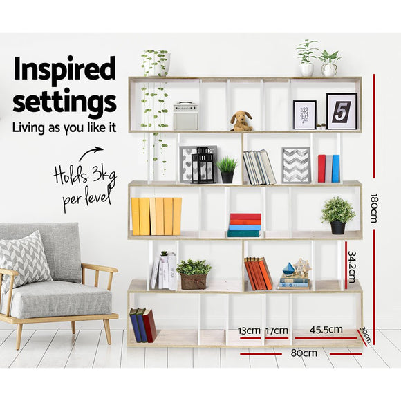 Artiss Bookshelf 5 Tiers - RITA White and Oak - RnR Galore