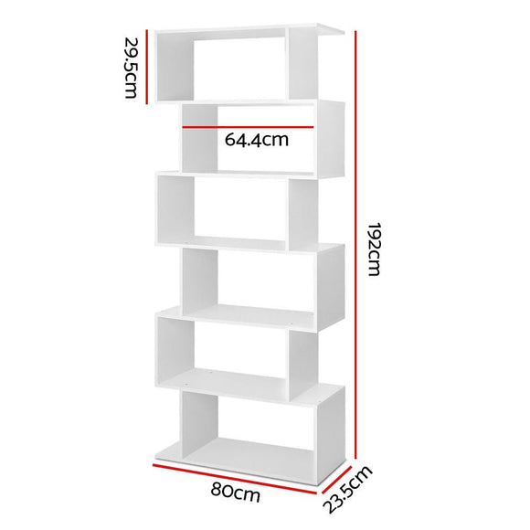Artiss Bookshelf 6 Tiers - RIVA White - RnR Galore