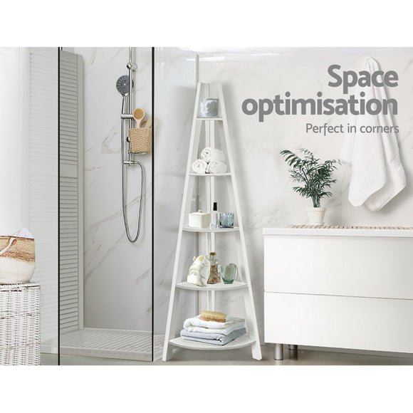 Artiss Bookshelf Corner Shelf 5 Tiers - CANE White - RnR Galore