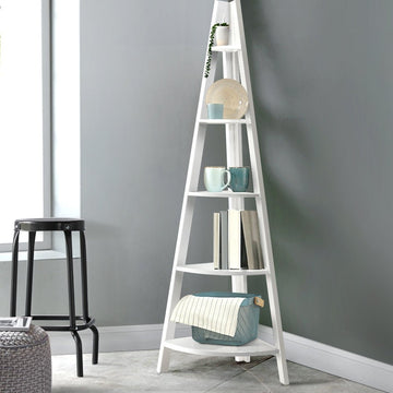 Artiss Bookshelf Corner Shelf 5 Tiers - CANE White - RnR Galore