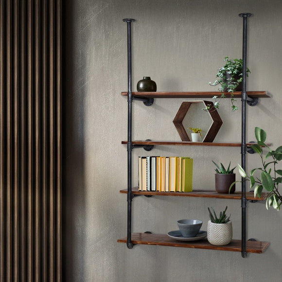 Artiss Bookshelf DIY Pipe Shelf 4 Tiers - INGE - RnR Galore