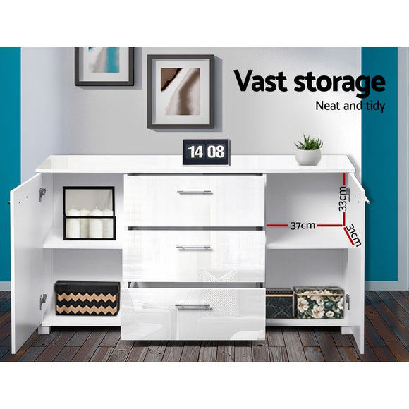 Artiss Buffet Sideboard High Gloss - White - RnR Galore