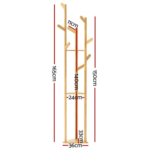 Artiss Clothes Rack Airer Coat Stand 9 Hooks Bamboo - RnR Galore