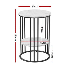 Artiss Coffee Table 2 - Tier Round Marble Effect - RnR Galore