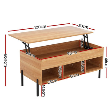 Artiss Coffee Table Lift - top Oak - RnR Galore