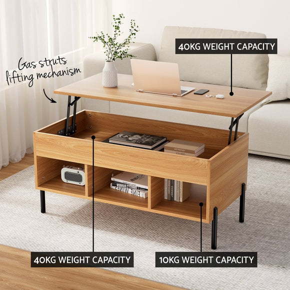 Artiss Coffee Table Lift - top Oak - RnR Galore