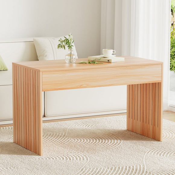 Artiss Coffee Table Rectangle Fluted Side 100CM - RnR Galore
