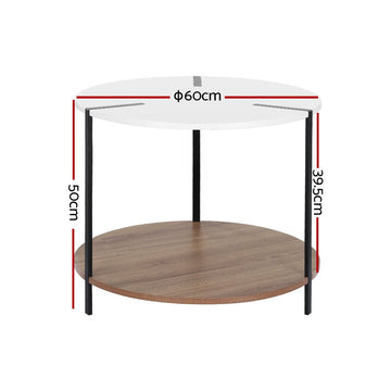 Artiss Coffee Table Side Table Round White Cedric - RnR Galore