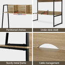 Artiss Computer Desk Bookshelf Storage 100CM Oak - RnR Galore