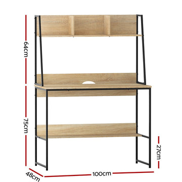 Artiss Computer Desk Bookshelf Storage 100CM Oak - RnR Galore