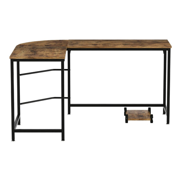 Artiss Computer Desk L - Shape CPU Stand Brown 147CM - RnR Galore