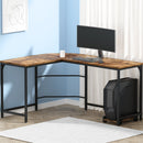 Artiss Computer Desk L - Shape CPU Stand Brown 147CM - RnR Galore