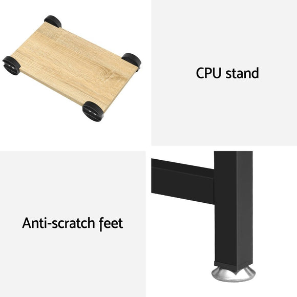 Artiss Computer Desk L - Shape CPU Stand Oak 147CM - RnR Galore
