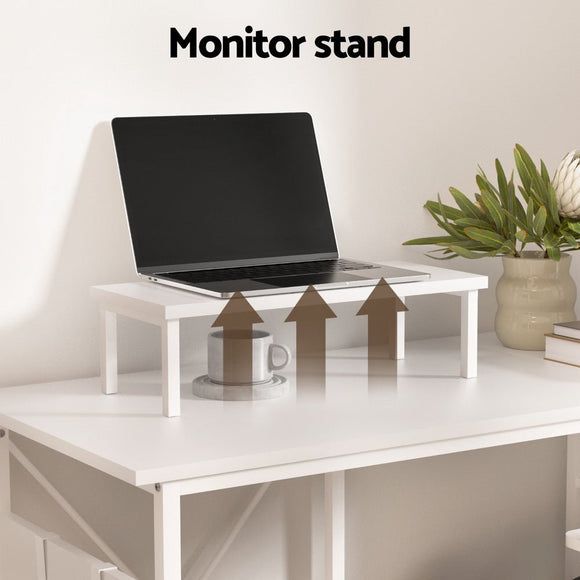 Artiss Computer Desk L - Shape Home Office Study Table Open Shelves White 100CM - RnR Galore