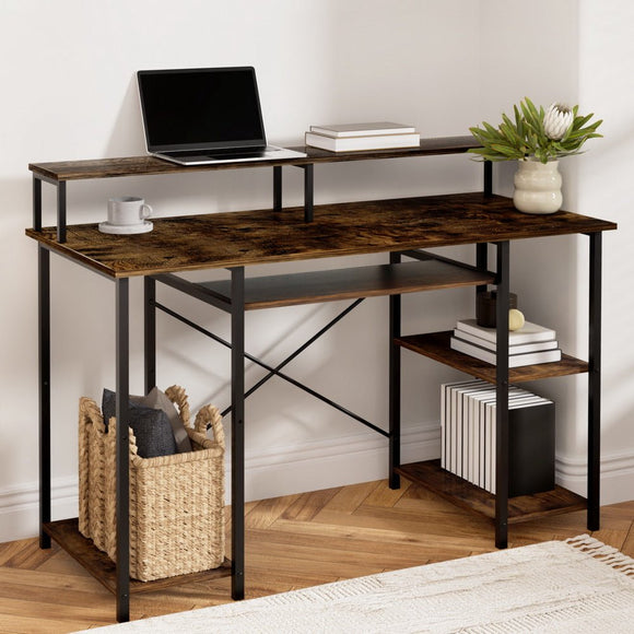 Artiss Computer Desk Laptop Desks Home Office Study Table Open Shelf Brown 120CM - RnR Galore