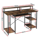 Artiss Computer Desk Laptop Desks Home Office Study Table Open Shelf Brown 120CM - RnR Galore