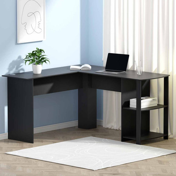 Artiss Computer Desk Shelf L - Shape Black 136CM - RnR Galore